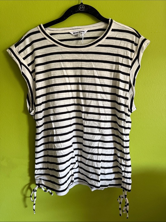 Dkny Tops - DKNY Jeans Black & White Stripes Short Sleeve Tee Shirt Top Size XL
